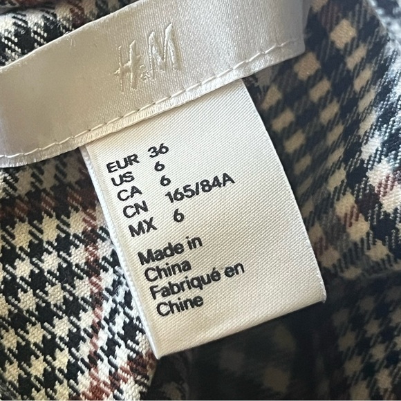 H&M Beige Tie Waist Plaid Long Line Duster Coat Size 6 - Picture 10 of 13